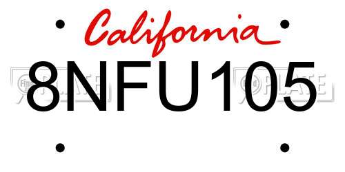 8NFU105 California License Plate
