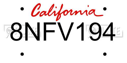 8NFV194 California License Plate