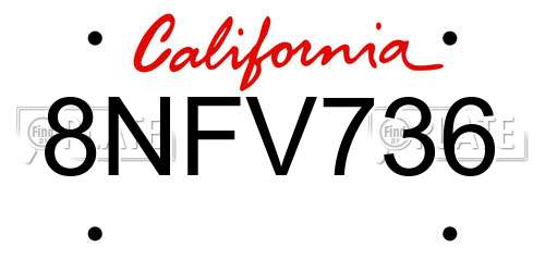 8NFV736 California License Plate