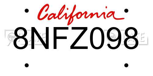 8NFZ098 California License Plate