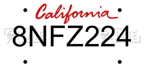8NFZ224 California License Plate