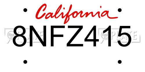 8NFZ415 California License Plate