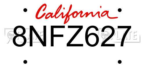 8NFZ627 California License Plate