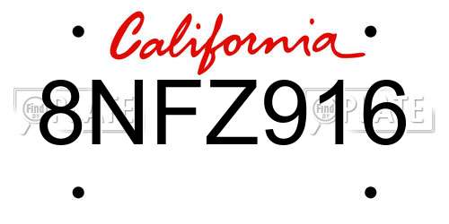 8NFZ916 California License Plate