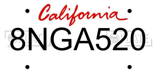 8NGA520 California License Plate