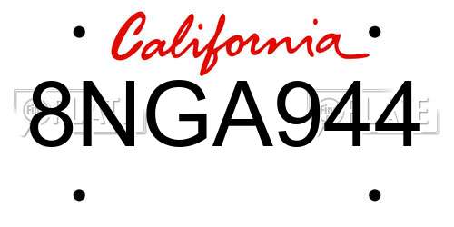 8NGA944 California License Plate