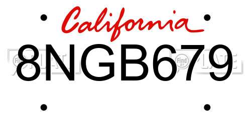 8NGB679 California License Plate