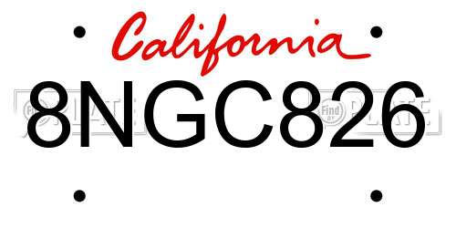 8NGC826 California License Plate