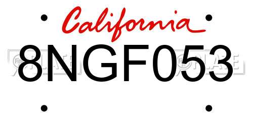 8NGF053 California License Plate