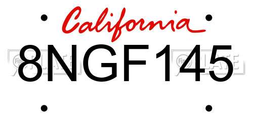 8NGF145 California License Plate