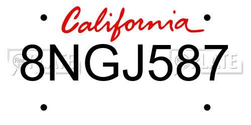 8NGJ587 California License Plate