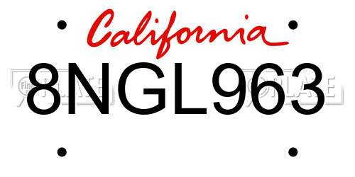 8NGL963 California License Plate