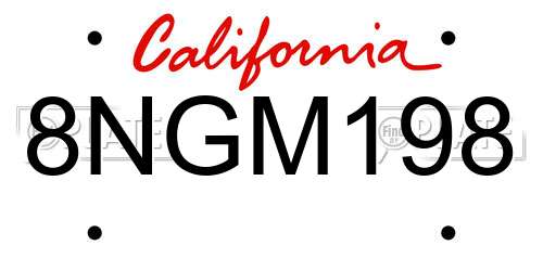 8NGM198 California License Plate