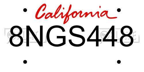 8NGS448 California License Plate