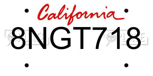 8NGT718 California License Plate