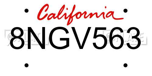 8NGV563 California License Plate