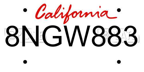 8NGW883 California License Plate