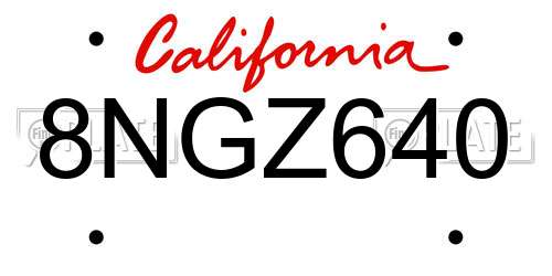 8NGZ640 California License Plate
