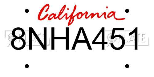 8NHA451 California License Plate
