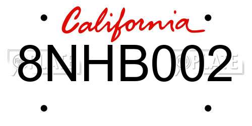8NHB002 California License Plate