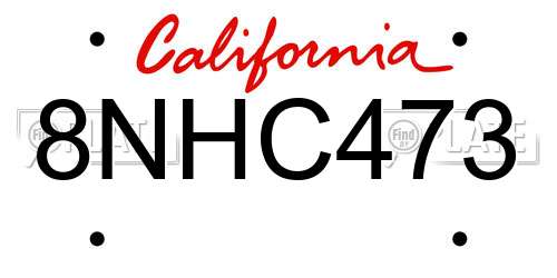 8NHC473 California License Plate