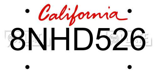 8NHD526 California License Plate