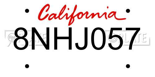 8NHJ057 California License Plate