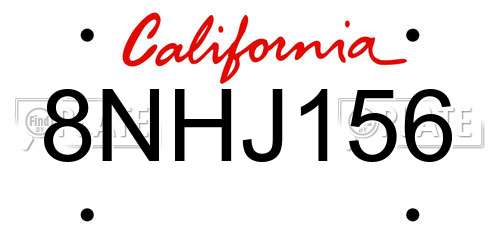 8NHJ156 California License Plate