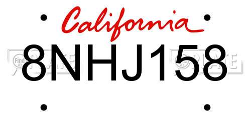 8NHJ158 California License Plate