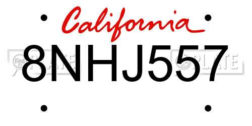 8NHJ557 California License Plate