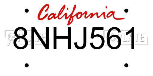 8NHJ561 California License Plate