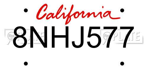 8NHJ577 California License Plate
