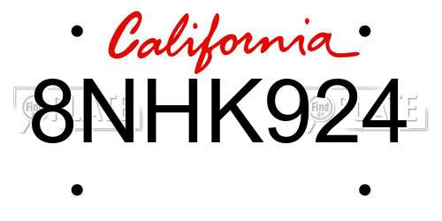 8NHK924 California License Plate