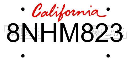 8NHM823 California License Plate