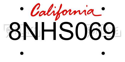 8NHS069 California License Plate