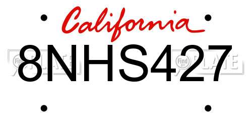 8NHS427 California License Plate