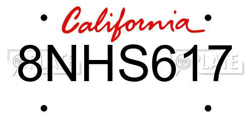 8NHS617 California License Plate