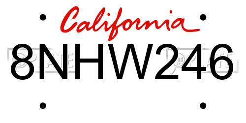 8NHW246 California License Plate