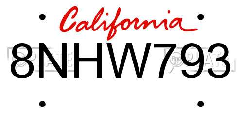 8NHW793 California License Plate