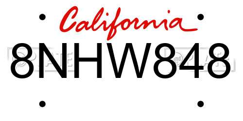 8NHW848 California License Plate