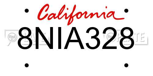 8NIA328 California License Plate
