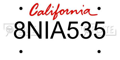 8NIA535 California License Plate