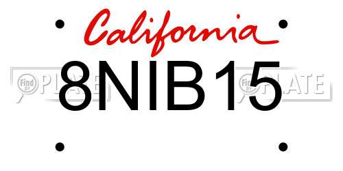 8NIB15 California License Plate