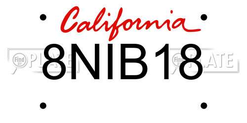 8NIB18 California License Plate