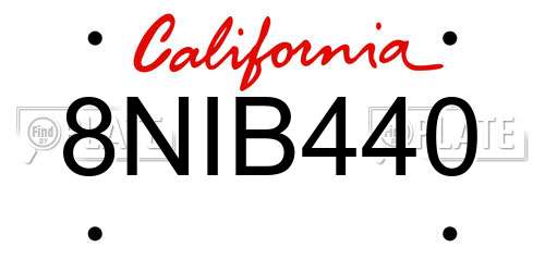 8NIB440 California License Plate
