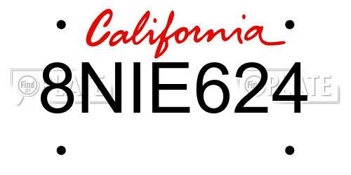 8NIE624 California License Plate