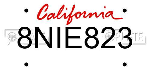 8NIE823 California License Plate