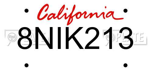 8NIK213 California License Plate