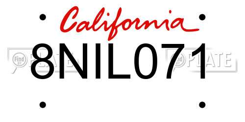 8NIL071 California License Plate