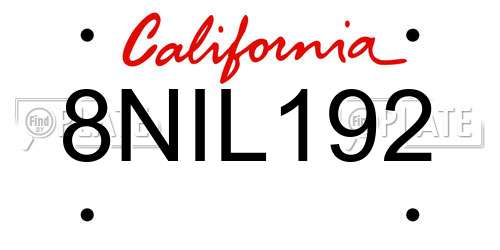 8NIL192 California License Plate